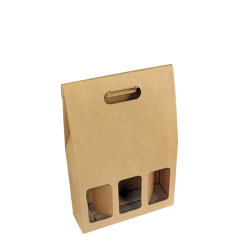3 Bottle Presentation Box With Window 27x9x34 cm